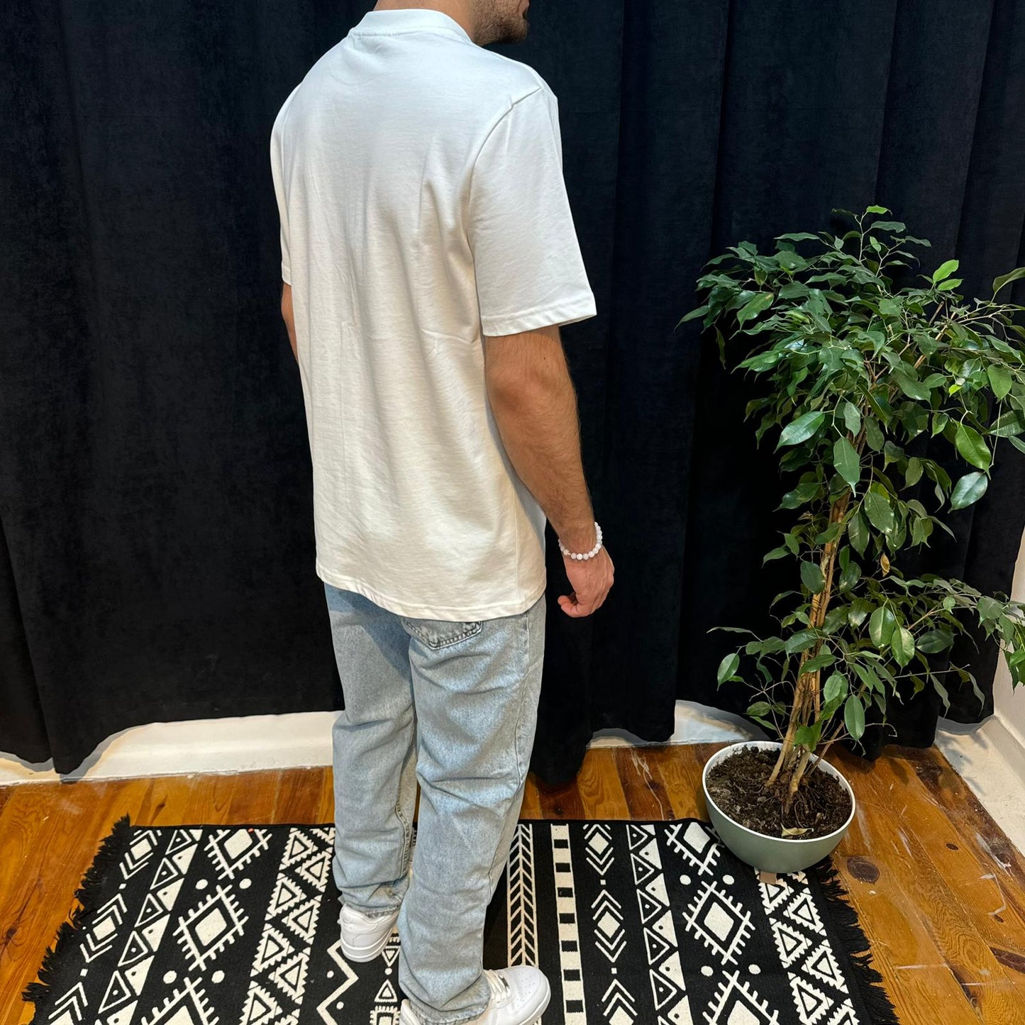 PR Premium Bisiklet Yaka Tişört Beyaz