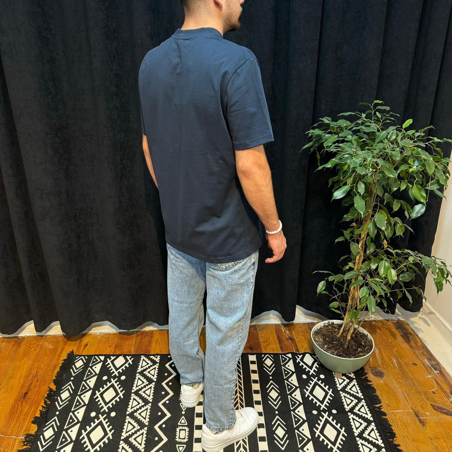 Premium Bisiklet Yaka Tişört Lacivert