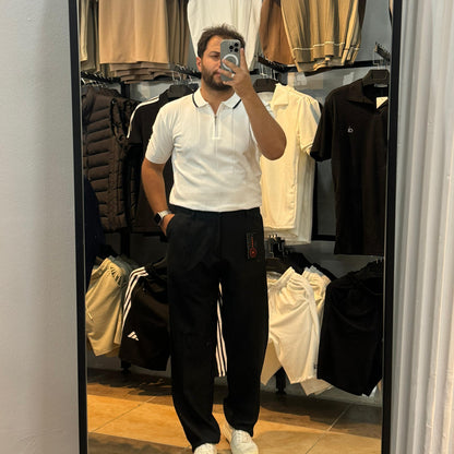 Yakalı Triko Tişört Beyaz