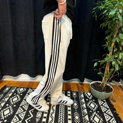 Siyah Şeritli Eşofman Altı Beyaz