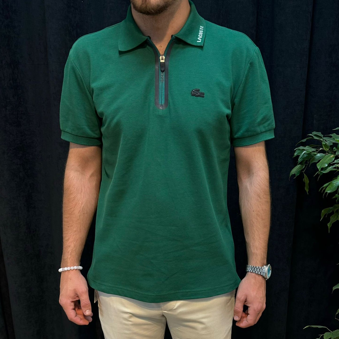 LC Premium Fermuarlı Polo Yaka Tişört Yeşil