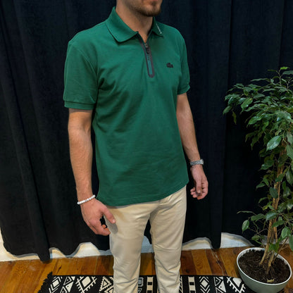 LC Premium Fermuarlı Polo Yaka Tişört Yeşil