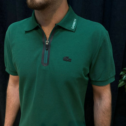 LC Premium Fermuarlı Polo Yaka Tişört Yeşil