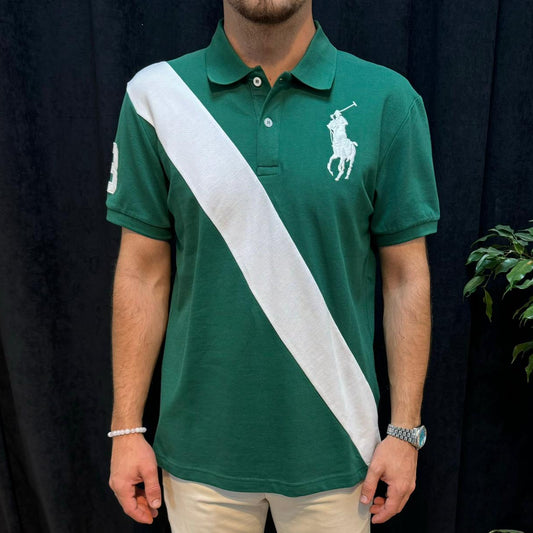 Polo Yaka Tişört Beyaz Detaylı Yeşil