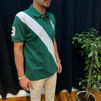 Polo Yaka Tişört Beyaz Detaylı Yeşil