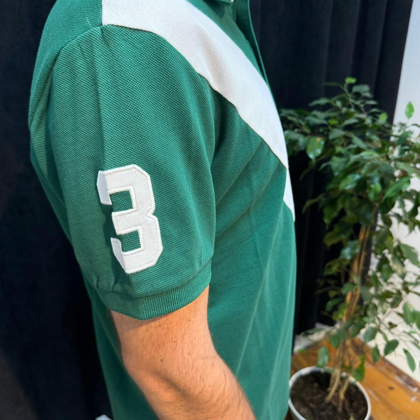 Polo Yaka Tişört Beyaz Detaylı Yeşil