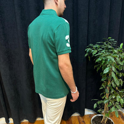 Polo Yaka Tişört Beyaz Detaylı Yeşil