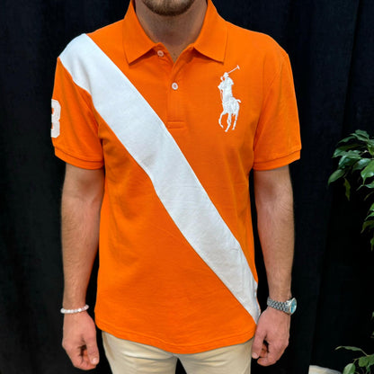 Polo Yaka Tişört Beyaz Detaylı Turuncu