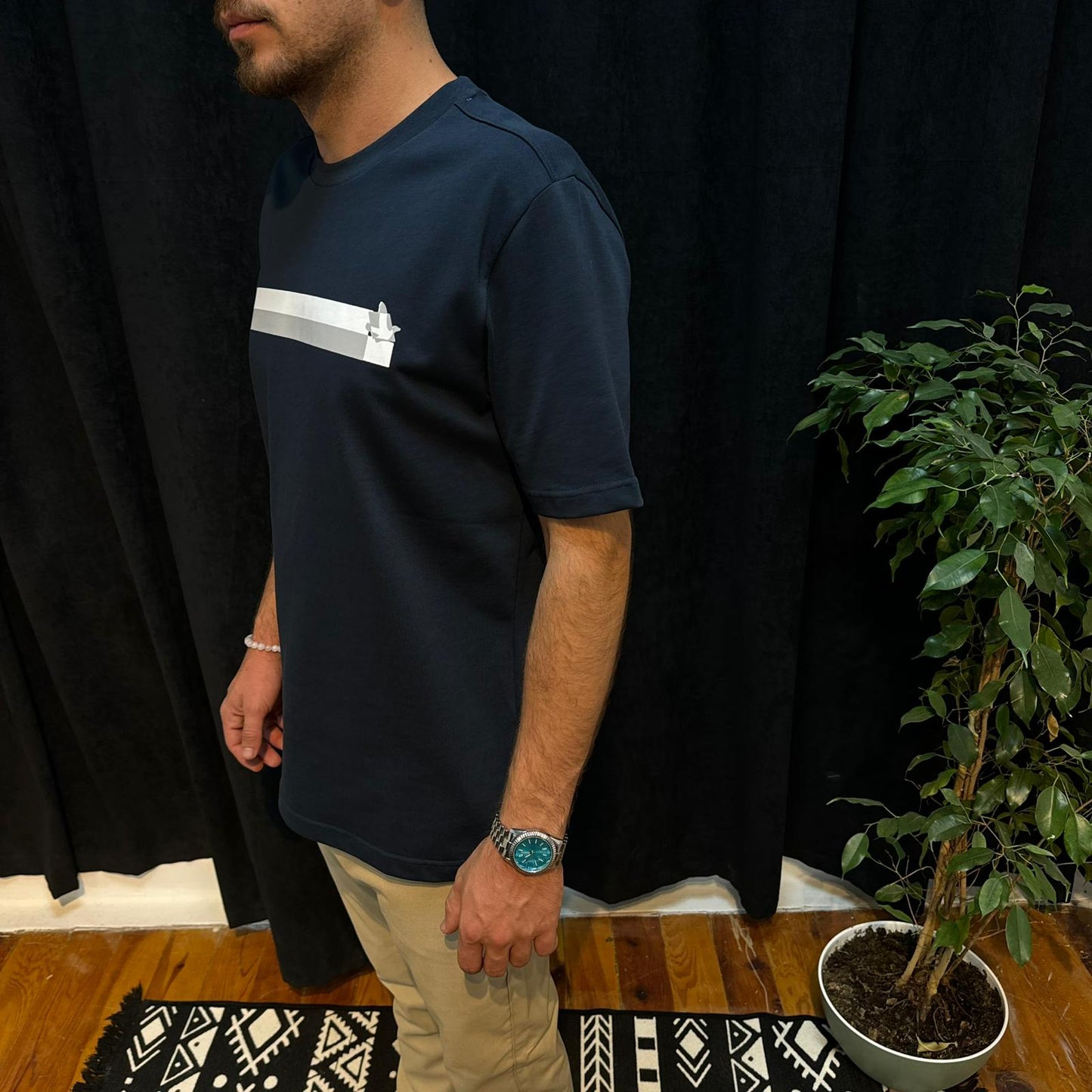 Premium Bisiklet Yaka Tişört Lacivert