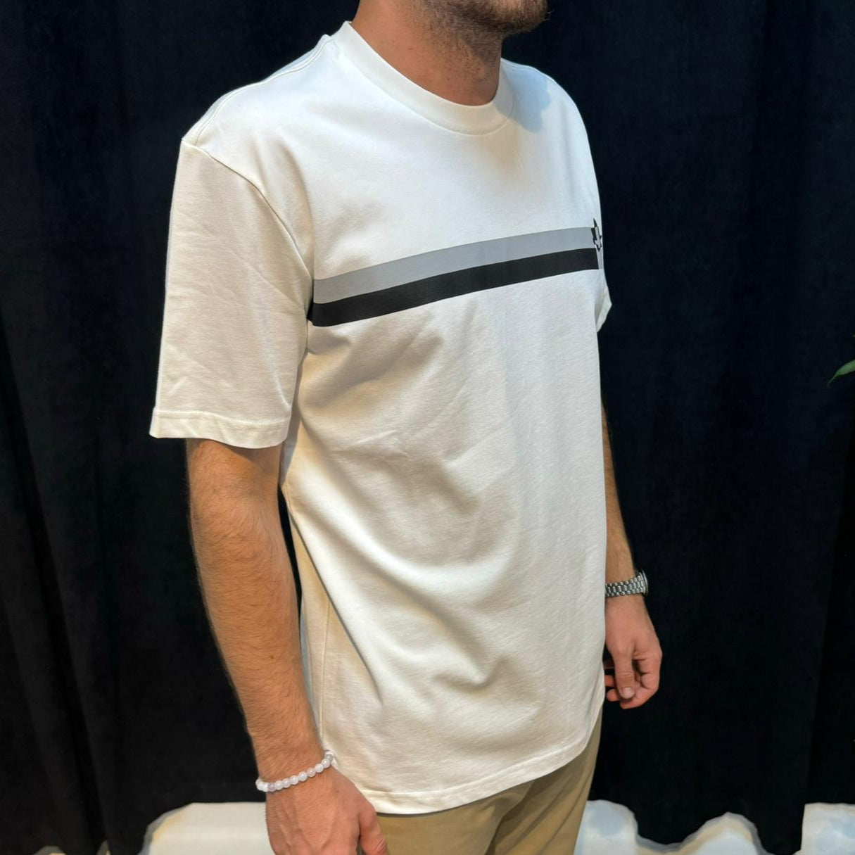 Premium Bisiklet Yaka Tişört Beyaz