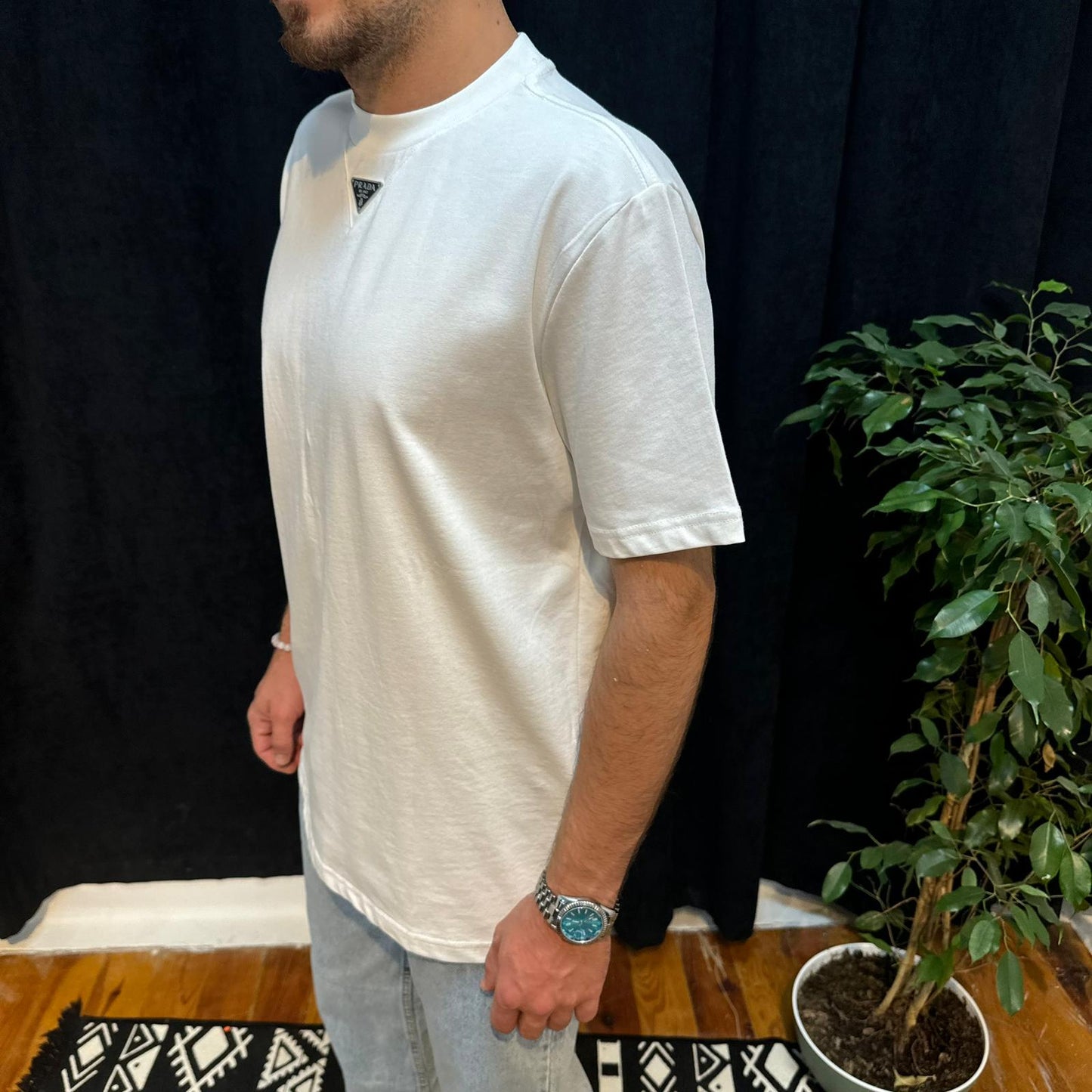 PR Premium Bisiklet Yaka Tişört Beyaz