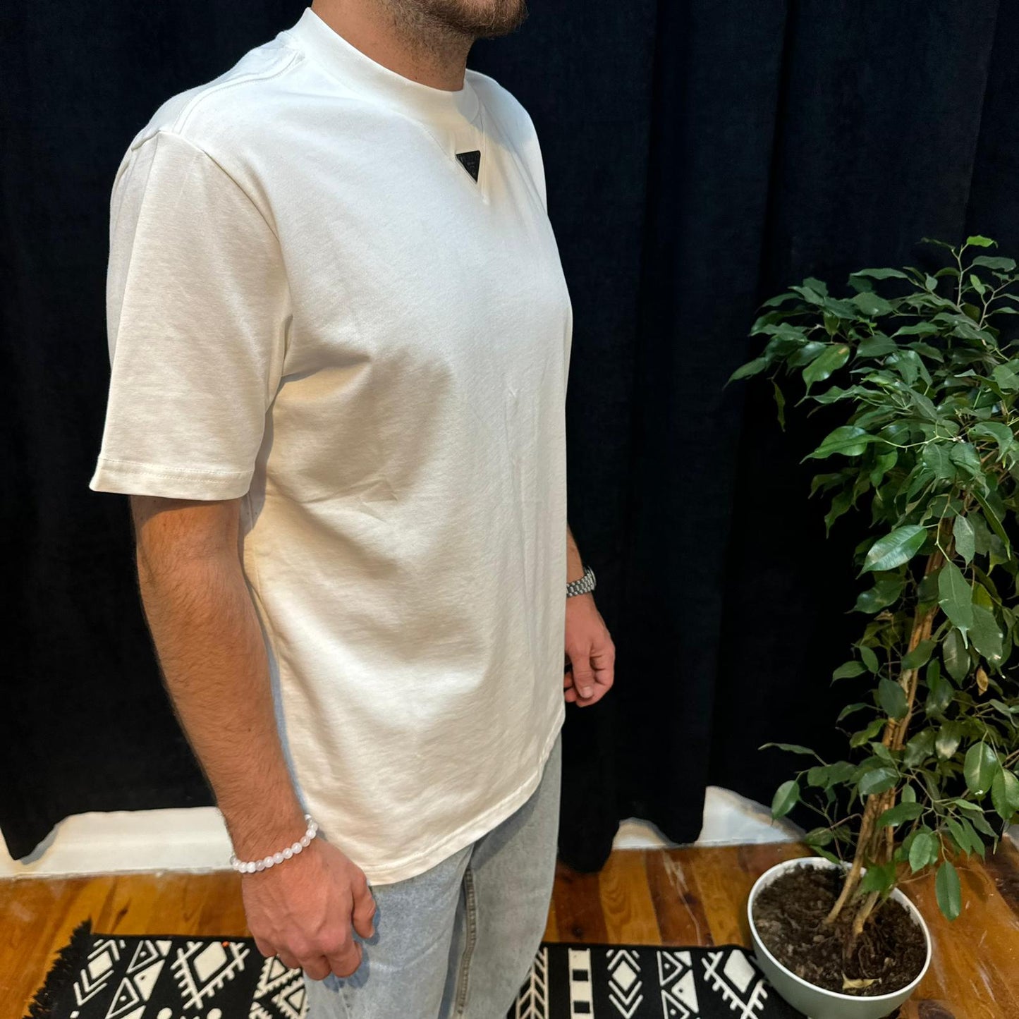 PR Premium Bisiklet Yaka Tişört Beyaz