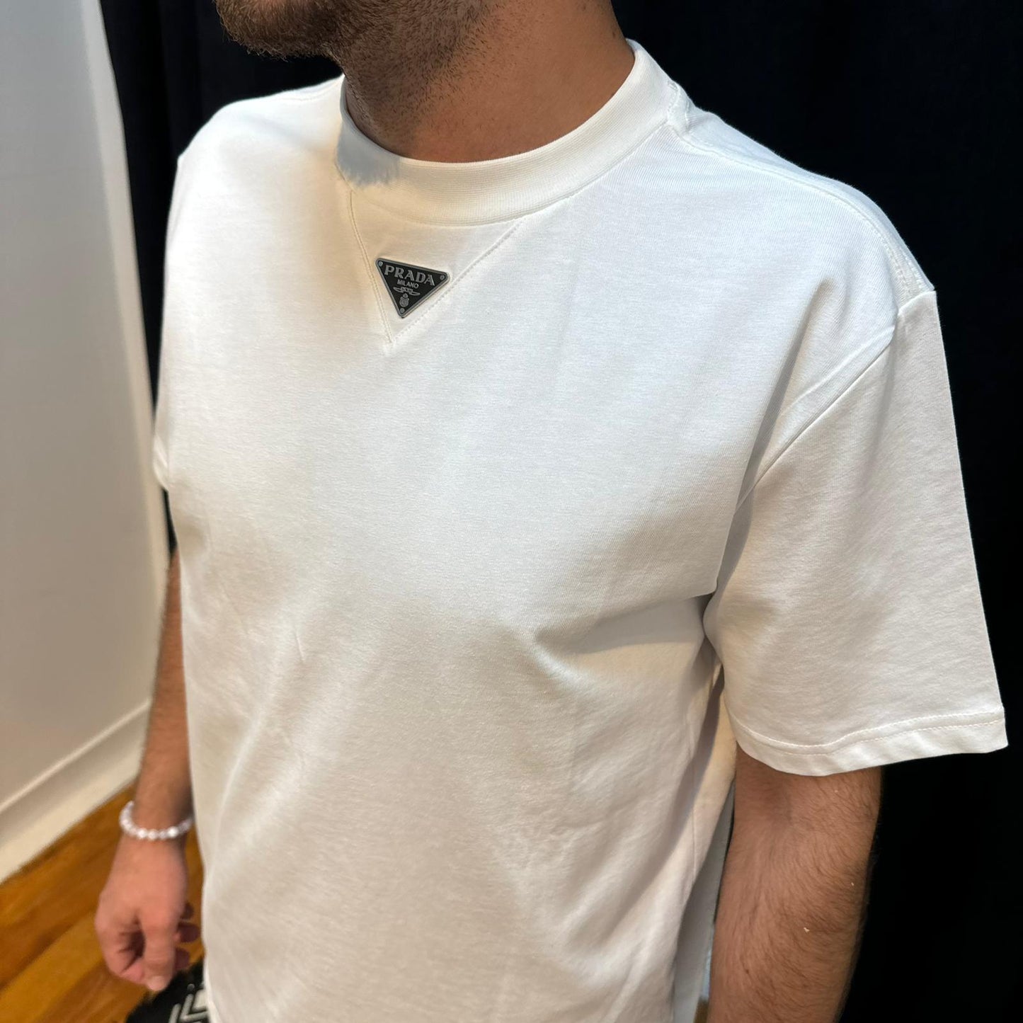 PR Premium Bisiklet Yaka Tişört Beyaz