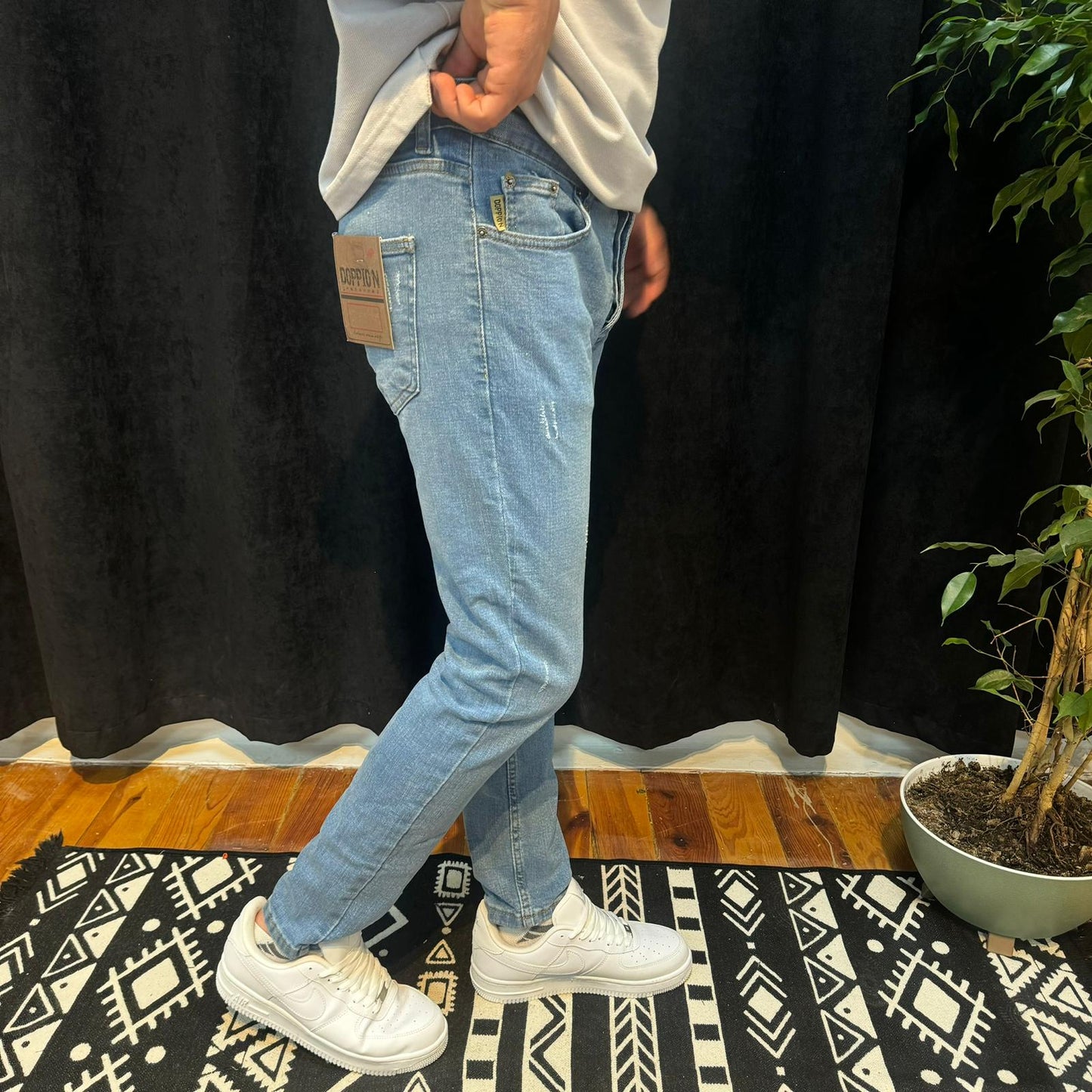 Premium Kot Pantolon Taşlı Mavi