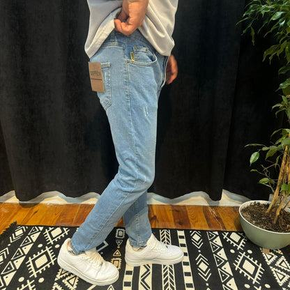 Premium Kot Pantolon Taşlı Mavi