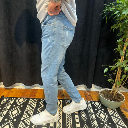 Premium Kot Pantolon Taşlı Mavi