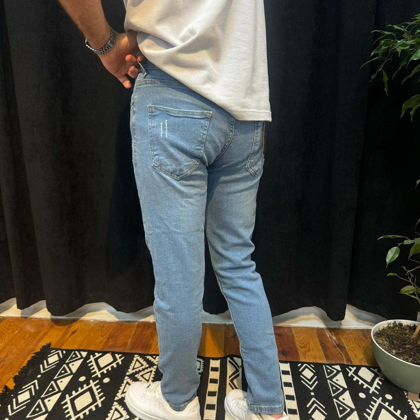 Premium Kot Pantolon Taşlı Mavi