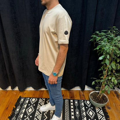 Premium Bisiklet Yaka Tişört Bej