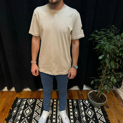 Premium Bisiklet Yaka Tişört Bej