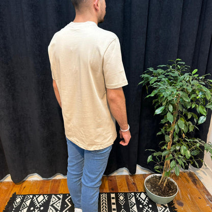 Premium Bisiklet Yaka Tişört Bej