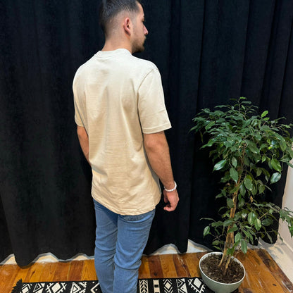 Premium Bisiklet Yaka Tişört Bej