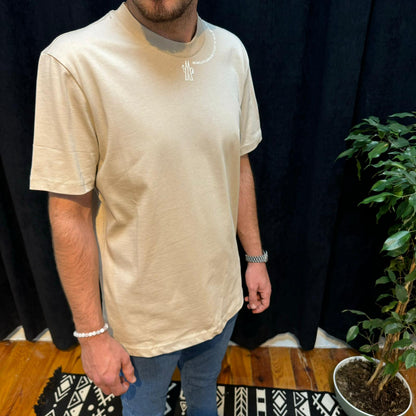 Premium Bisiklet Yaka Tişört Bej