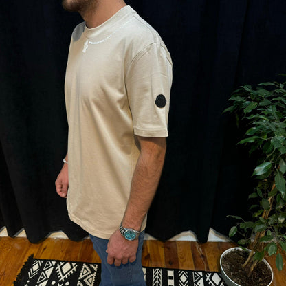 Premium Bisiklet Yaka Tişört Bej