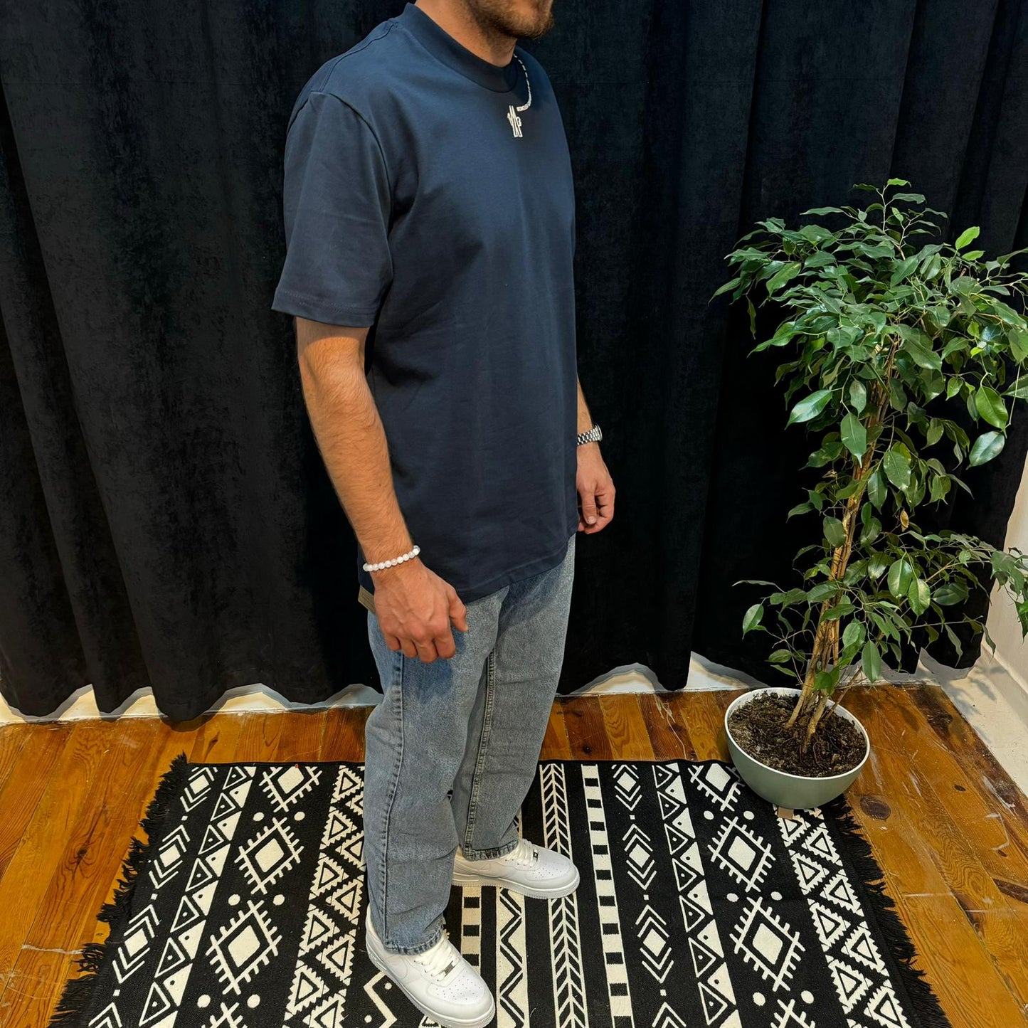 Premium Bisiklet Yaka Tişört Lacivert