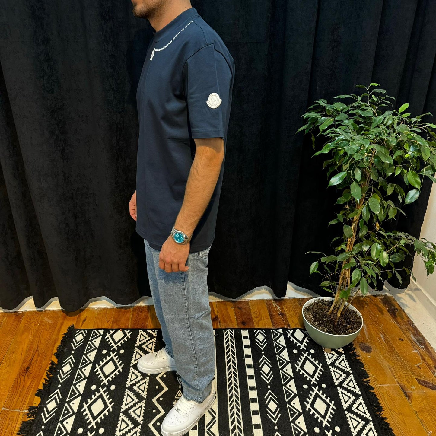 Premium Bisiklet Yaka Tişört Lacivert