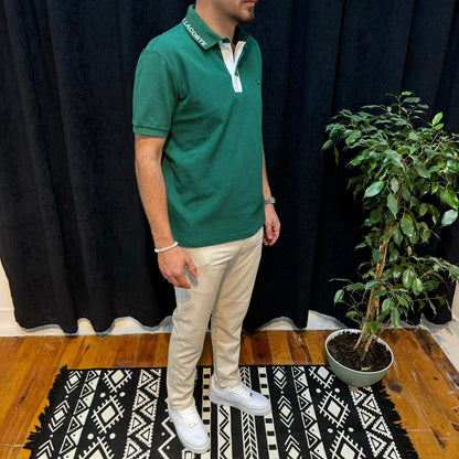 LC Premium Polo Yaka Beyaz Detay Tişört Yeşil