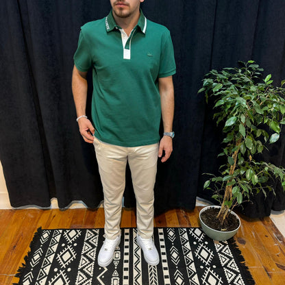 LC Premium Polo Yaka Beyaz Detay Tişört Yeşil