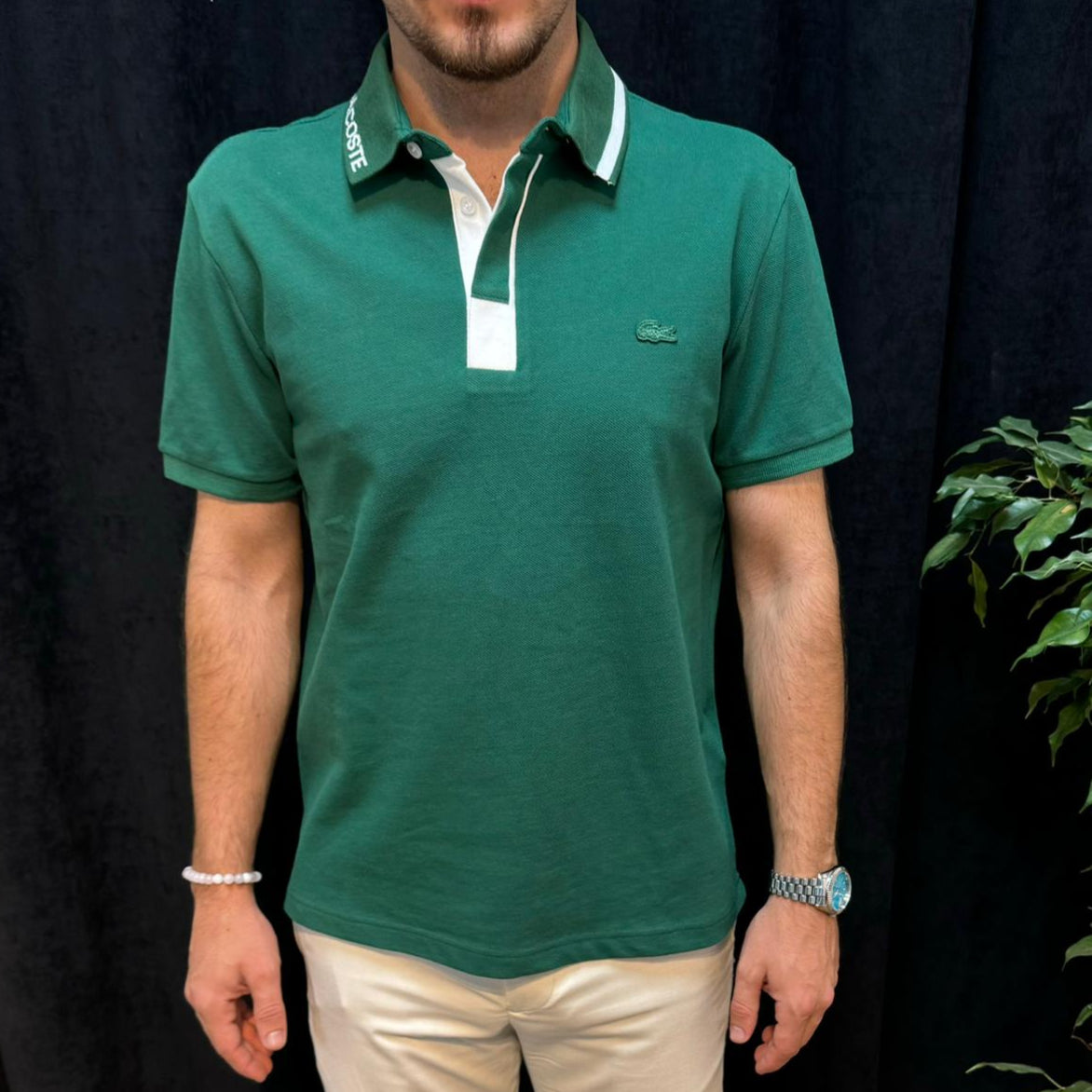 LC Premium Polo Yaka Beyaz Detay Tişört Yeşil