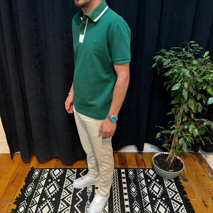 LC Premium Polo Yaka Beyaz Detay Tişört Yeşil